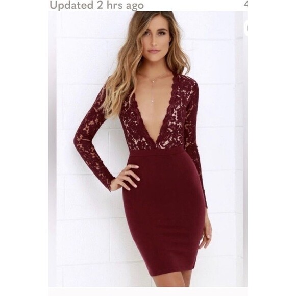 Bodycon Fairy Grunge Sexy Lulus Swoon’er Or Later Dress Long Sleeve M NWT - Picture 4 of 8